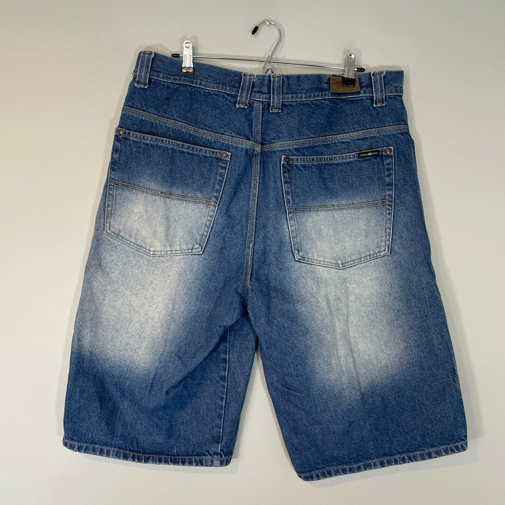 Jordan Craig Mens Baggy Denim Shorts Size 38 Blue Faded Sandblasted Streetwear